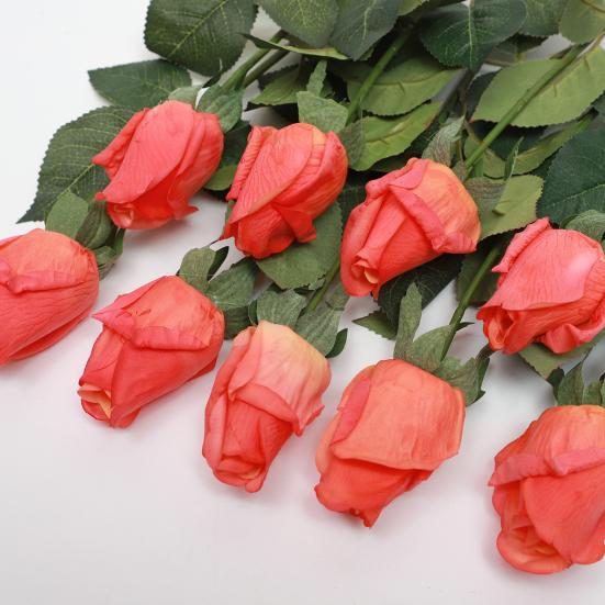 Rose Flower Buds Realistic Faux Silk Roses Bouquets Fake Flower Arrangement