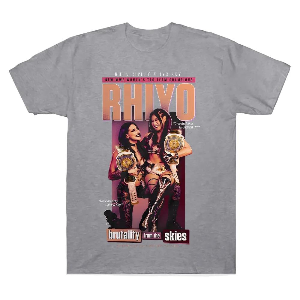 Men's Black Rhea Ripley & IYO SKY RHIYO Tag Team Champions T-Shirt Women’s Cotton High Quality T Shirts Fashion New Pattern Tees