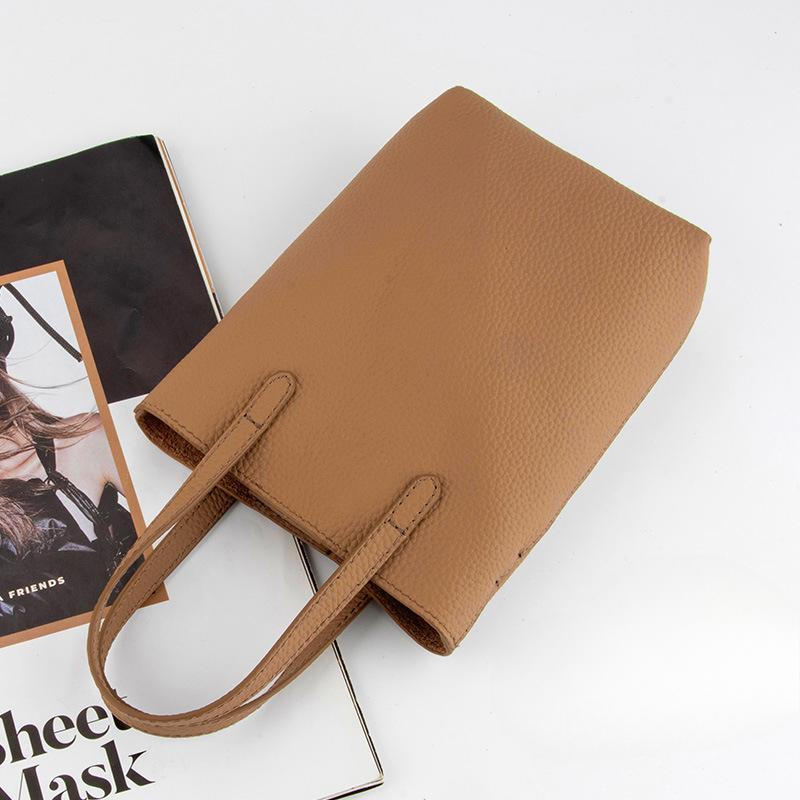Damen Klassische und Schlichte Vollnarbenleder Vielseitige Einzel-Schultertasche, Leichte Umhänge-Handytasche