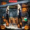 2D Flat, 2D Flat -2pcs of 2D Retro Gothic Halloween Theme, 30.48X179.83 cm Polyester Door Couplet, Retro Gothic Long Skirt Witch Design, Suitable for 