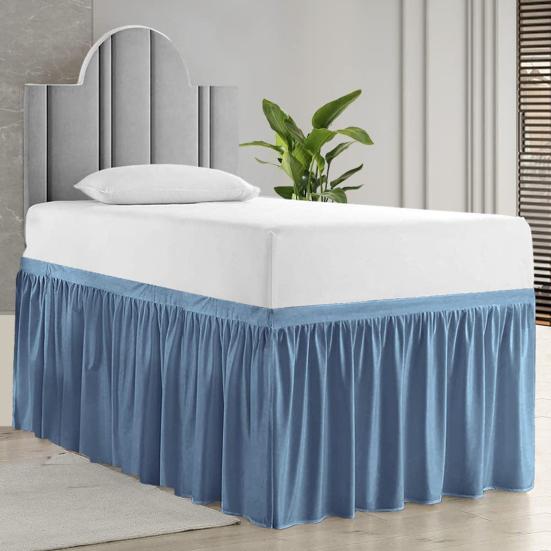Ruffled Bed Skirt Solid Color Wear Resistant Washable Non-Fading Extra Long College