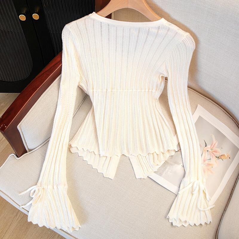 Women's V-Neck Hollow Knit Cardigan