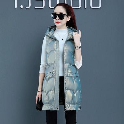 Waistcoat Women Cotton Vest Winter Autumn Female Sleeveless Hooded Warm Long Vest Solid Coat