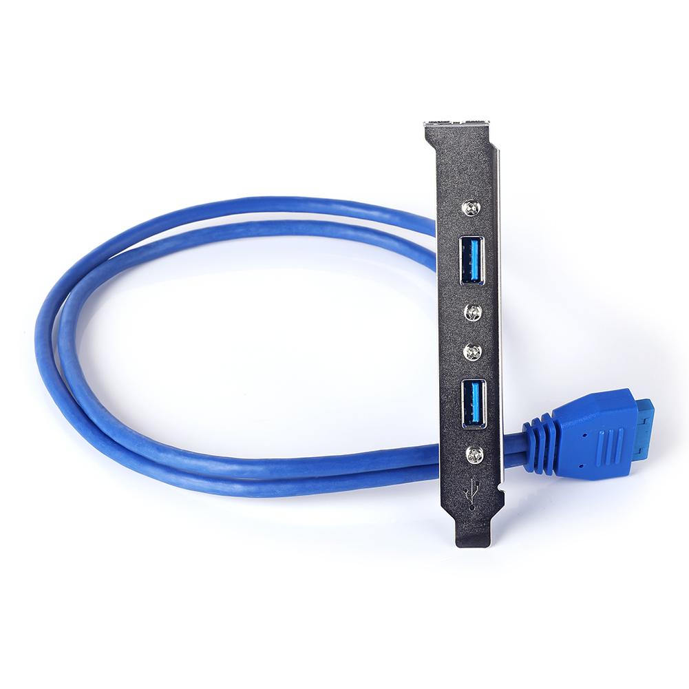 1-5Pcs Motherboard USB 3.0 20 Pin to Dual USB3.0 Baffle Adapter Cable USB 3.0 Back Panel Expansion Bracket for PC Computer Blue