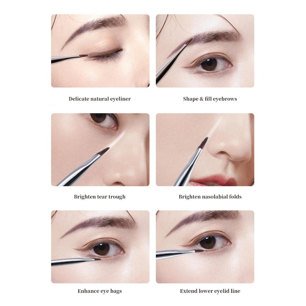 1 Set Of 5 Brushes, Black Diagonal Eyeliner Eyebrow Brush, Lying Silkworm Novice Makeup Painting Down To Eye Shadow