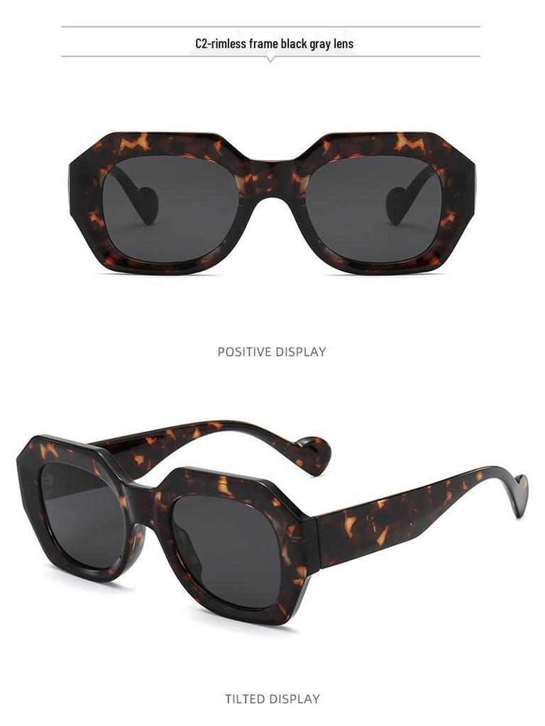 Modern Luxe Polygonal Sunglasses: Men's High-End European-American Street Style