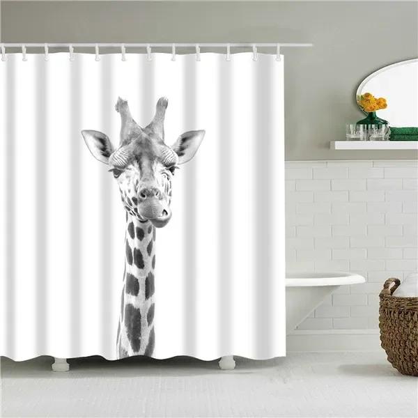 

Cartoon Animals Shower Curtain Waterproof Bath Curtains For Bathroom Bathtub Bathing Cover Extra Large Wide 12Pcs Hooks W60H190(CM)-1 Pcs