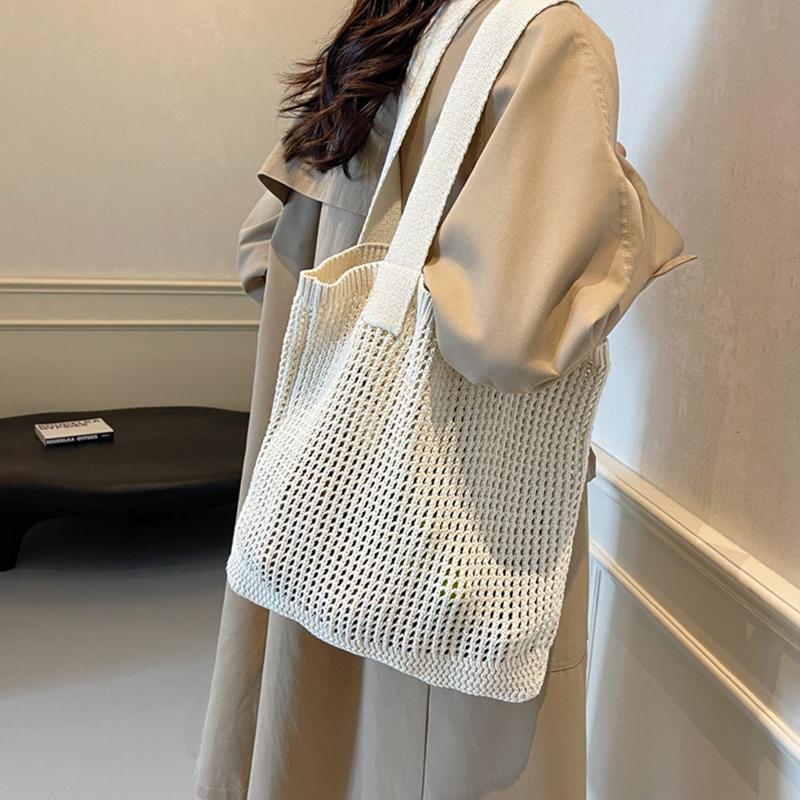 Women Shoulder Bags Large Capacity Crochet Tote Bag Fashion New Knitting Handbags Female Hollow Woven Shopping Bag