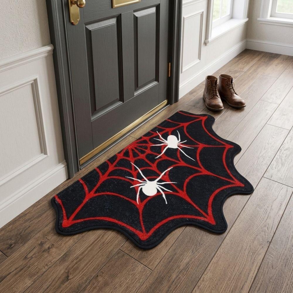 Non-slip Halloween Unwelcome Bat Doormat Faux Cashmere Halloween Decorative Carpet Bathroom