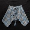 Unisex American Retro Plaid Layered Shirt with Irregular Hem and Tie Waist Design