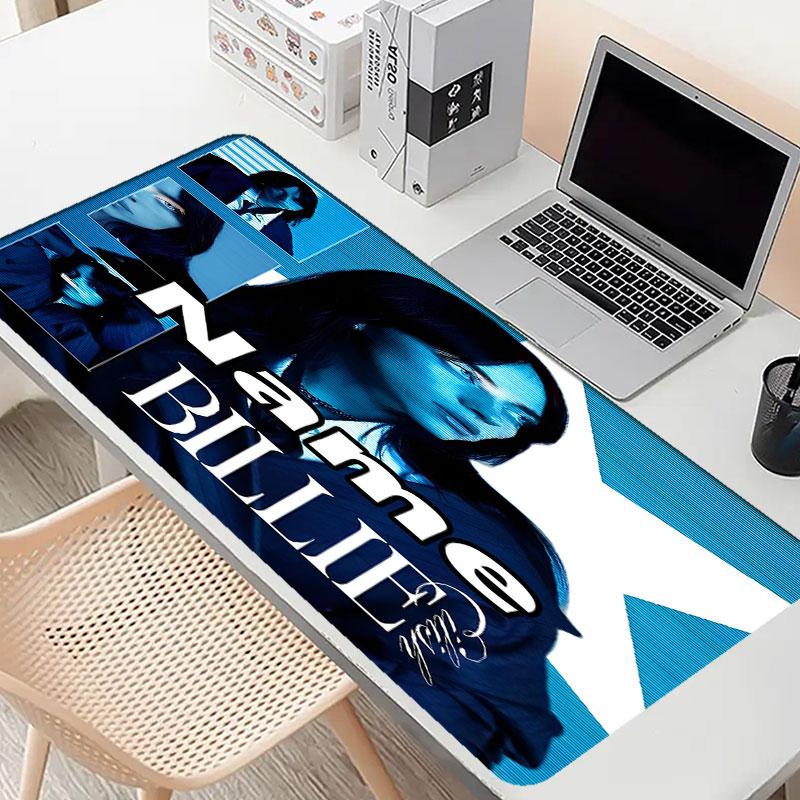 Custom Name Personalized Billie Eilish Pattern Mousepad, Laptop PC Desk Mat, Decorative Desk Mat for Home Keyboard Pad Gift