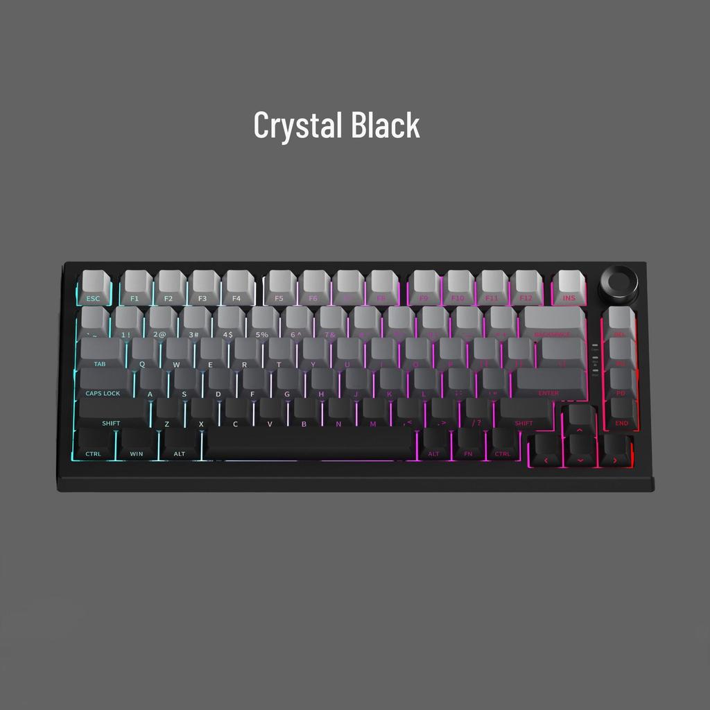 In Stock Three-Mode Wireless Mechanical Keyboard with Wired/Bluetooth Options, Color Blocking, Knob, Hot-swappable Keys, and Side Engravings