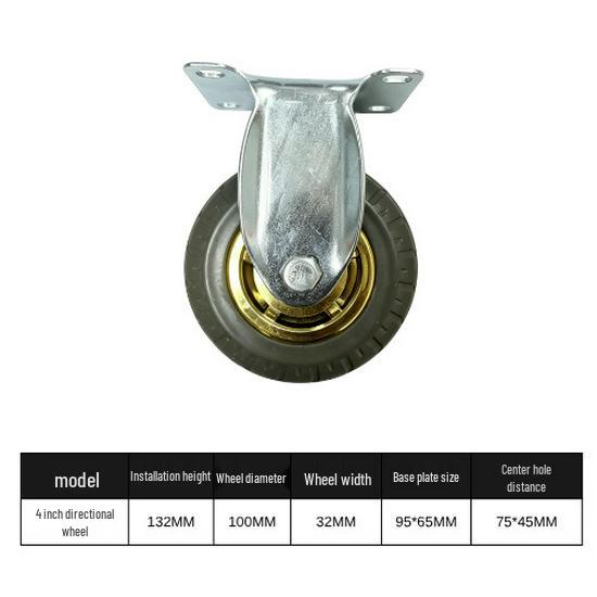 Gold-Plated Silent Rubber Casters with Brake - 3, 4, 5 Inch Options