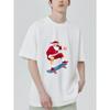 Weihnachtsmann Skateboard T-Shirt Schwarz Weihnachtsfeiertag Cartoon Druck Unisex Freizeitkleidung für Männer Frauen und Kinder