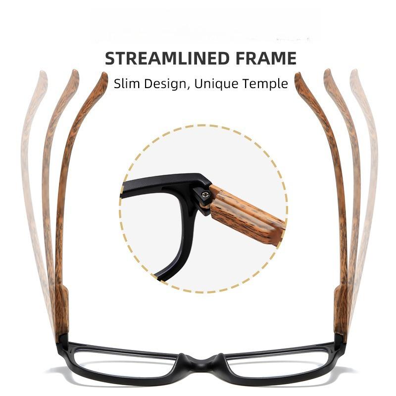 New Vintage Wood-Grain Leg Multifocal Presbyopia Eyewear Unisex High-Definition Anti-Blue Light Reading Glasses +1.0 To +4.0
