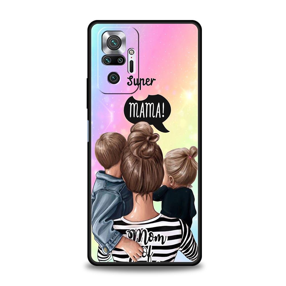 Super Mom Baby Phone Case For Xiaomi Redmi Note 14 13 5G 10 11 12 Pro Plus 4G 14C 13C 12C 10C Black Cover
