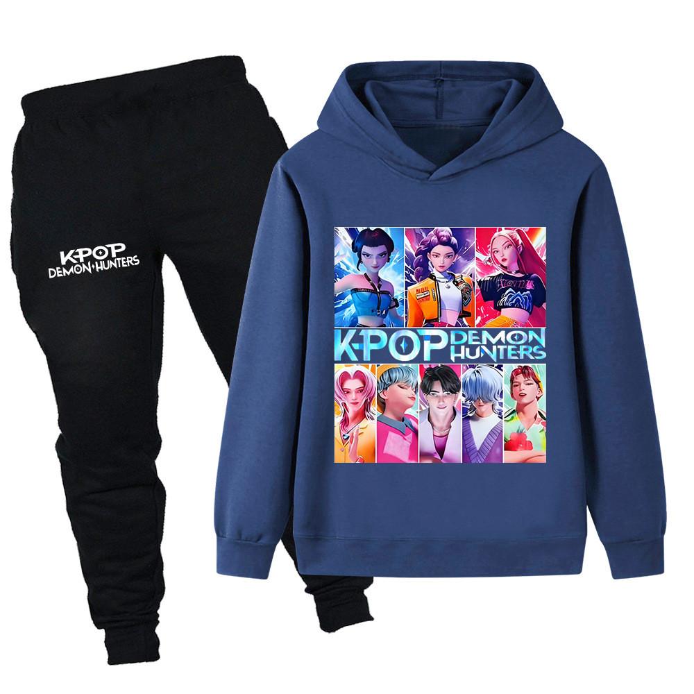 PB1230 Kinder Jungen Mädchen Kpop Mira Zoey Rumi Sajaboys Print Langarm Kapuzenpullover Hose Hosen Kleidung Sets