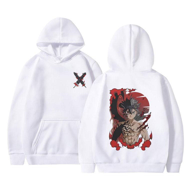 Japonské anime Black Clover Print Mikina s kapucí Manga Asta Grafika Mikiny s dlouhým rukávem Unisex Dámská Móda Ležérní mikina oversized