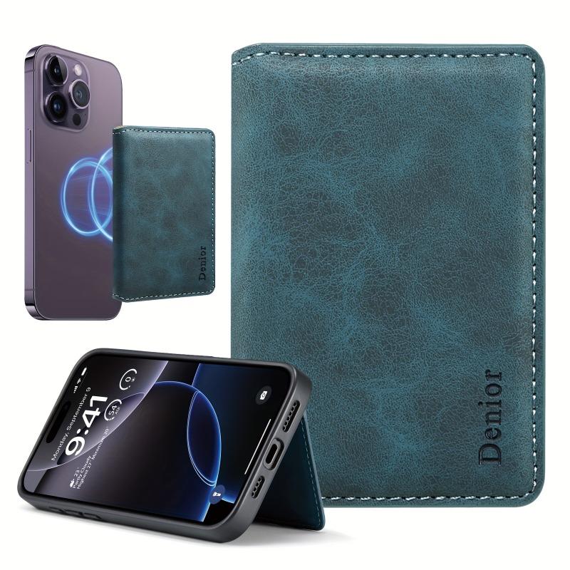 EUCAGR RFID Shielded Credit Card Wallet Magnetic Phone Case 3 Card Slots Faux Leather Secure ID Credit Card Storage, Men'S Gift