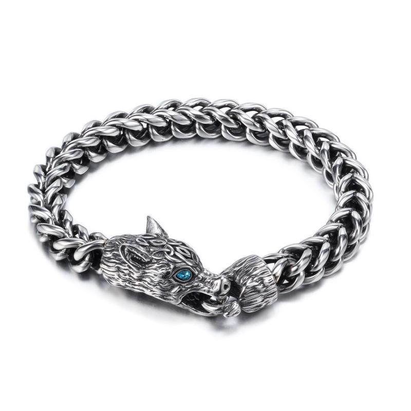 Европейский Американский Новый Темный Волк Голова Мужской Браслет Винтаж Панк Мода Универсальное Украшение Оптом