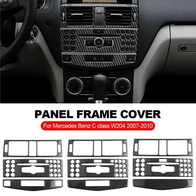 3X Carbon Fiber Car Center Console Air Outlet Conditioner CD Panel Mid Air Vent Abdeckung Trim Für Mercedes Benz C klasse W204 07-10