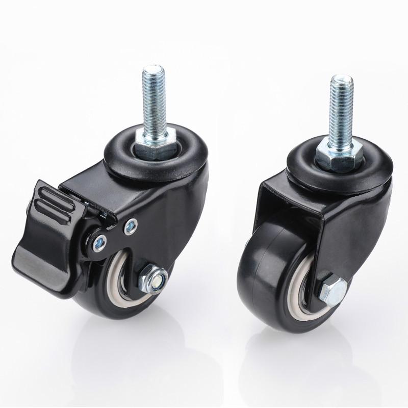 4pcs Heavy Duty Furniture Caster Wheels 180kg Load 1.5 Inch M8 Screw 40mm Chair Sofa Swivel Castors with Trolley Brake Rubber