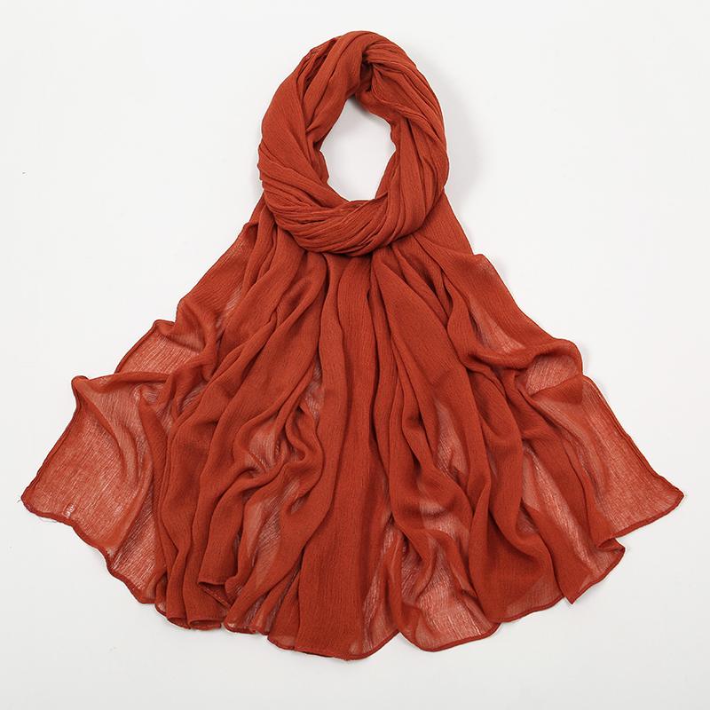Crinkle Muslim Women Hijab Wrinkle Rayon Headscarf Solid Color Women's Turban Plain Viscose Cotton Musulman Femme Shawl Ramanda