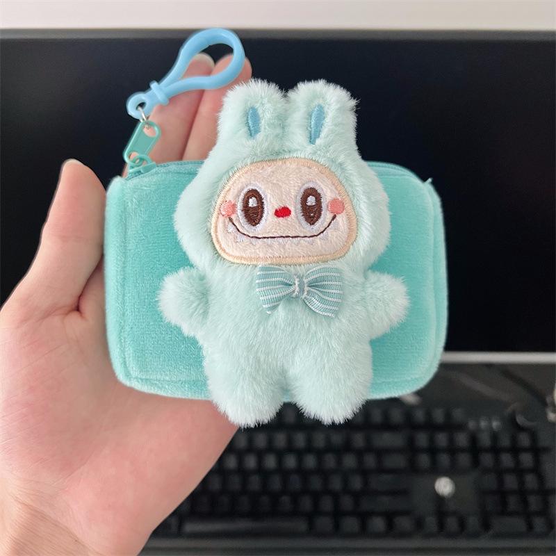 Cute Bunny-Shaped Plush Coin Purse with Zipper Closure and Card Holder