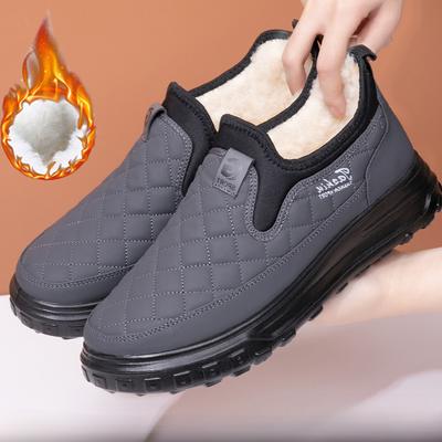 Erkek Kışlık Kısa Bilekli Botlar Rahat Suni Kürk Astarlı Kar Botları Sıcak Loafer Ayakkabılar Açık Hava Kaymaz Rahat İş Yürüyüş Ayakkabıları Erkekler İçin