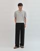 WORK ON BODY OFF Tres Semi-Overfit Cable Collar Short Sleeve Knit [Gray]