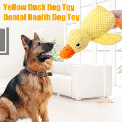 Quacking Yellow Duck Dog Toy Boredom Stress Relief Crochet Stuffed Duck Pet Chew Interactive Toy Puppy Calming Plush Doll Squeaky Toy Pet Supplies