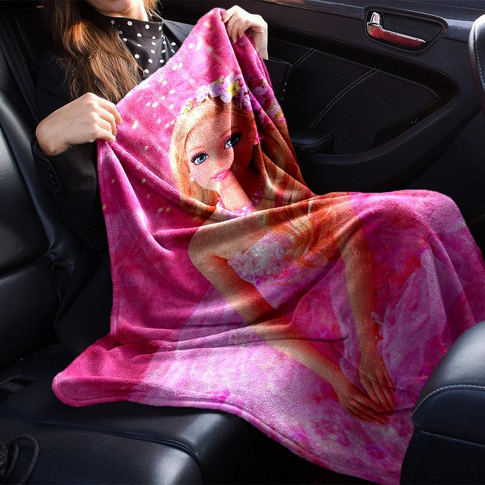 1Pc Pink Princess Fantasy Blanket Soft Throw Blanket For Home Bedroom Bed Sofa Travel Office Solid Christmas Blanket