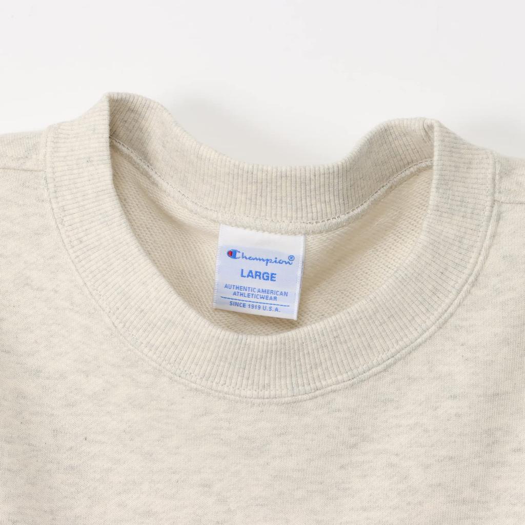 Champion Oatmeal Crew Neck Long Script Size S Men's Sweatshirt, Sleeve, Fleece, Logo, (C8-W043Z)