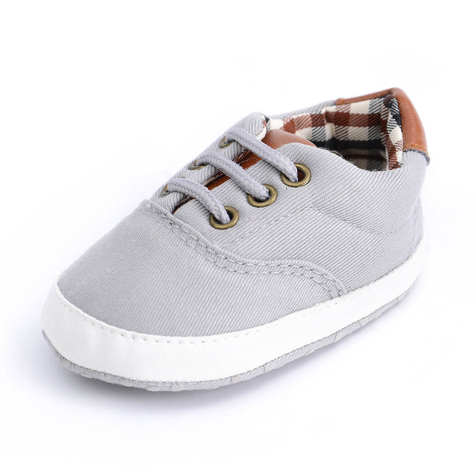 Baby Jungen Canvas Schuhe Weiche Sohle Rutschfest Klassischer Stil Lauflernschuhe Kariertes Patchwork Einfarbig Sportliche Sneaker