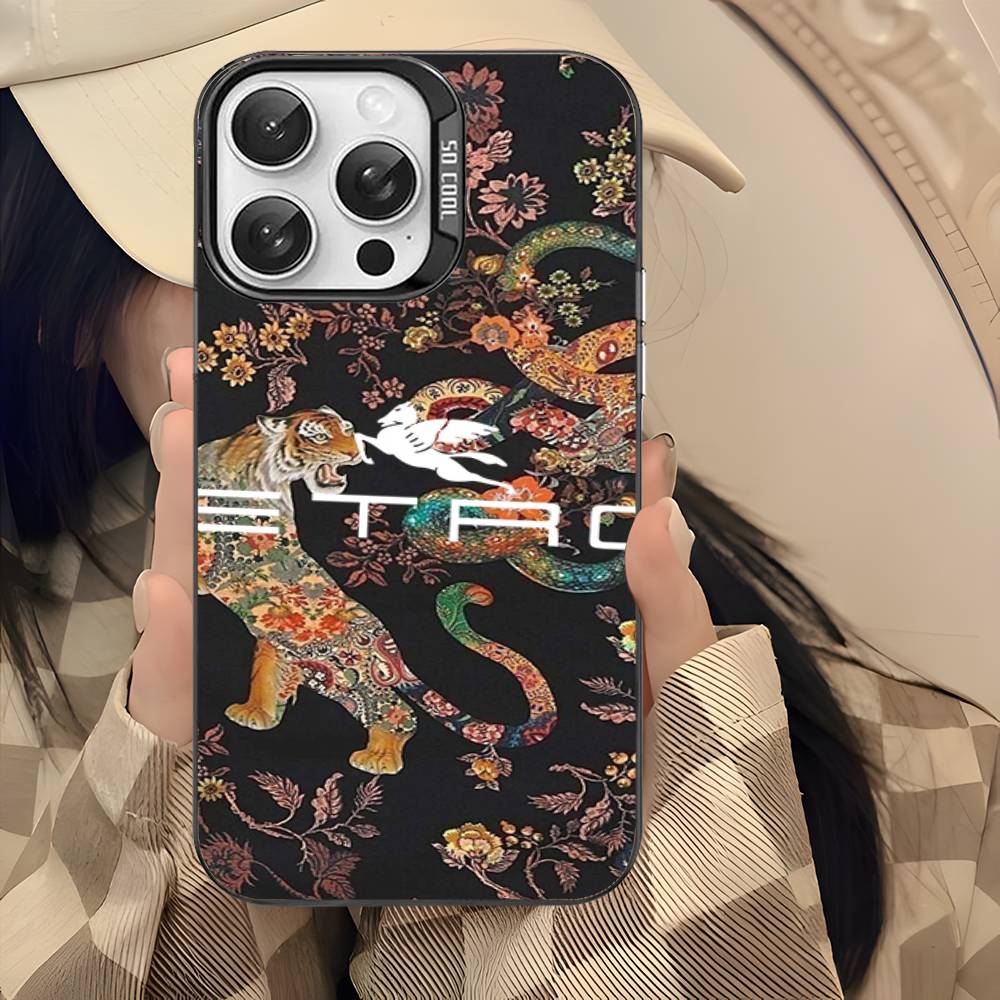 Fashion And Luxury E-Etro Phone Case For IPhone 17 16 15 14 11 12 13 Pro Max Plus Pro Colored Silver Cover