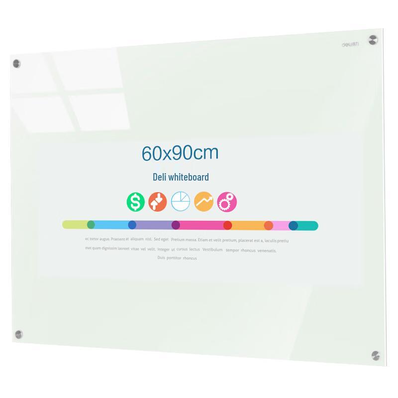 Deli 8735B Magnetic Tempered Glass Whiteboard 60x90cm