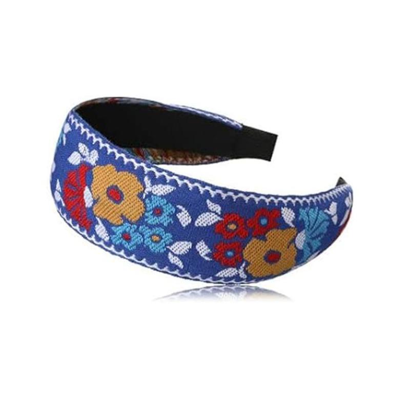 New Bohemian Style Embroidery Headbands Ethnic Wide-brimmed Hair Hoop Leaf Flower Pattern Hair Accessories Headwear for Girls