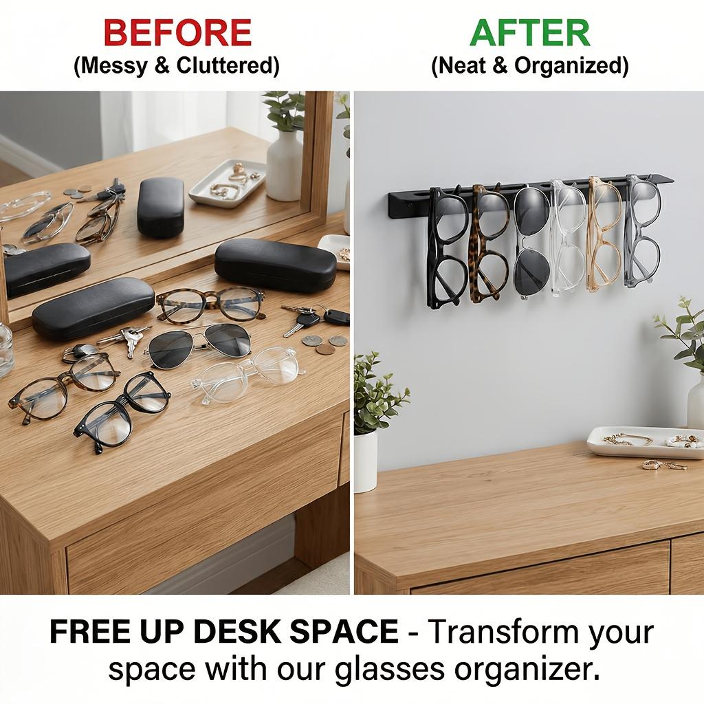 1Pc/2Pcs [Eyeglass Rack] Heavy-Duty Wall-Mounted Eyeglass Storage Rack, Space-Saving Eyeglass Display Rack |   Black Powder Coating, Suitable