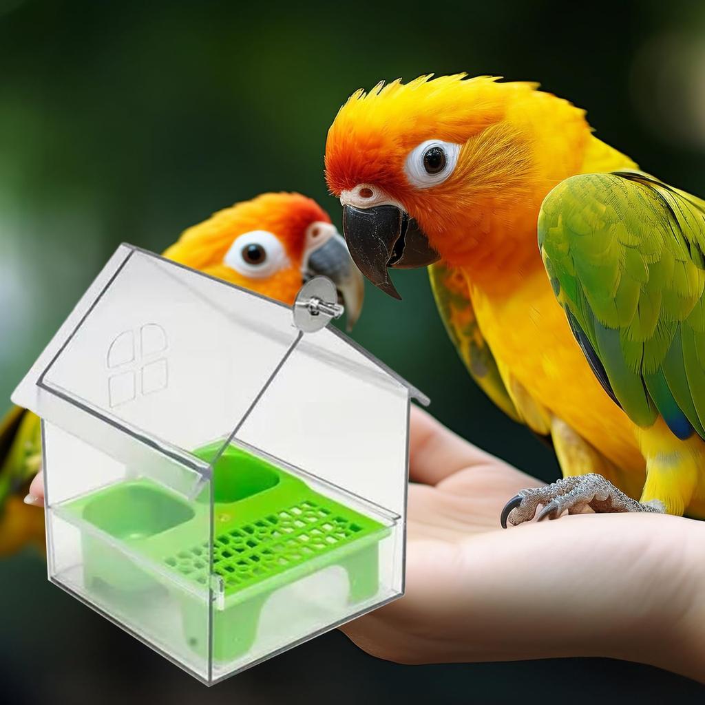 Removable External Parrot Feeder For Outdoor Use, Bird Feeder House, Transparent Bird Bath, Easy To And Clean