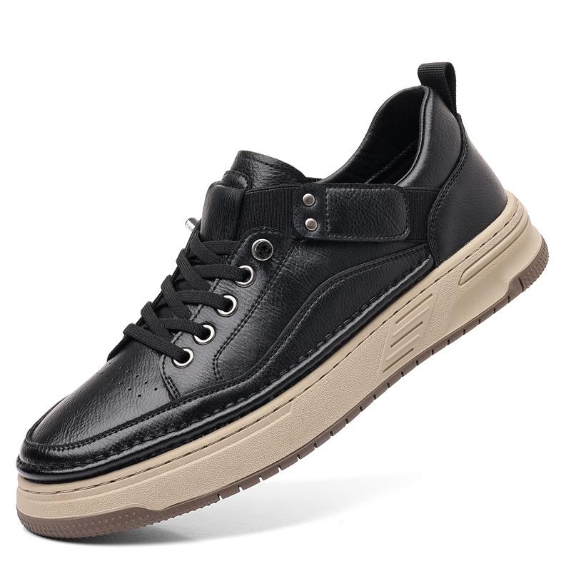 Tooling board shoes men's shoes 2024 autumn and winter new fashion casual leather surface low-top British retro leather shoes
