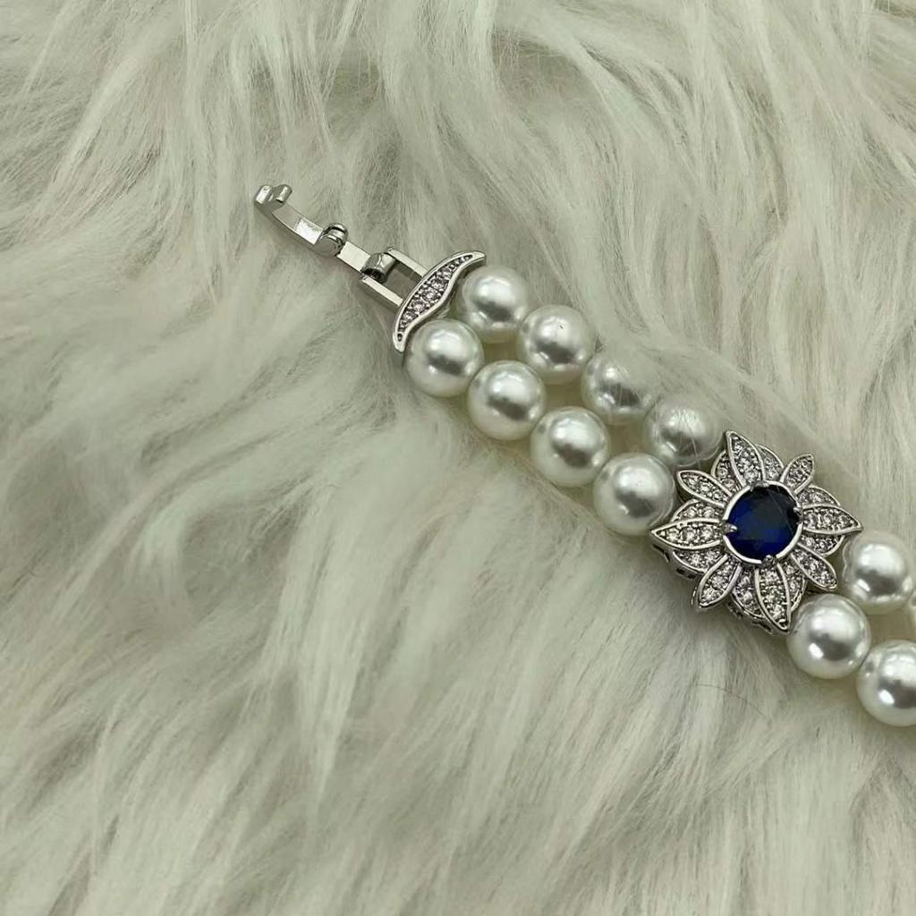 Aquamarine Pearl Bracelet - Elegant Niche Design for Women, Perfect Bestie Birthday Gift