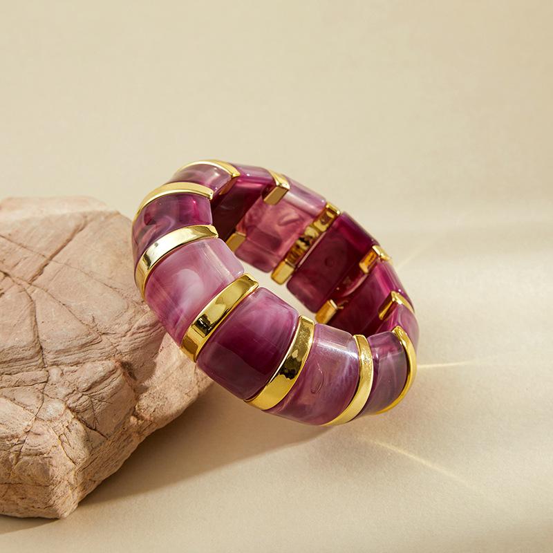 Bohemian Acrylic Elasticity Bracelet Exaggerate Women Simple Geometric Cuff Jewelry  Accessories