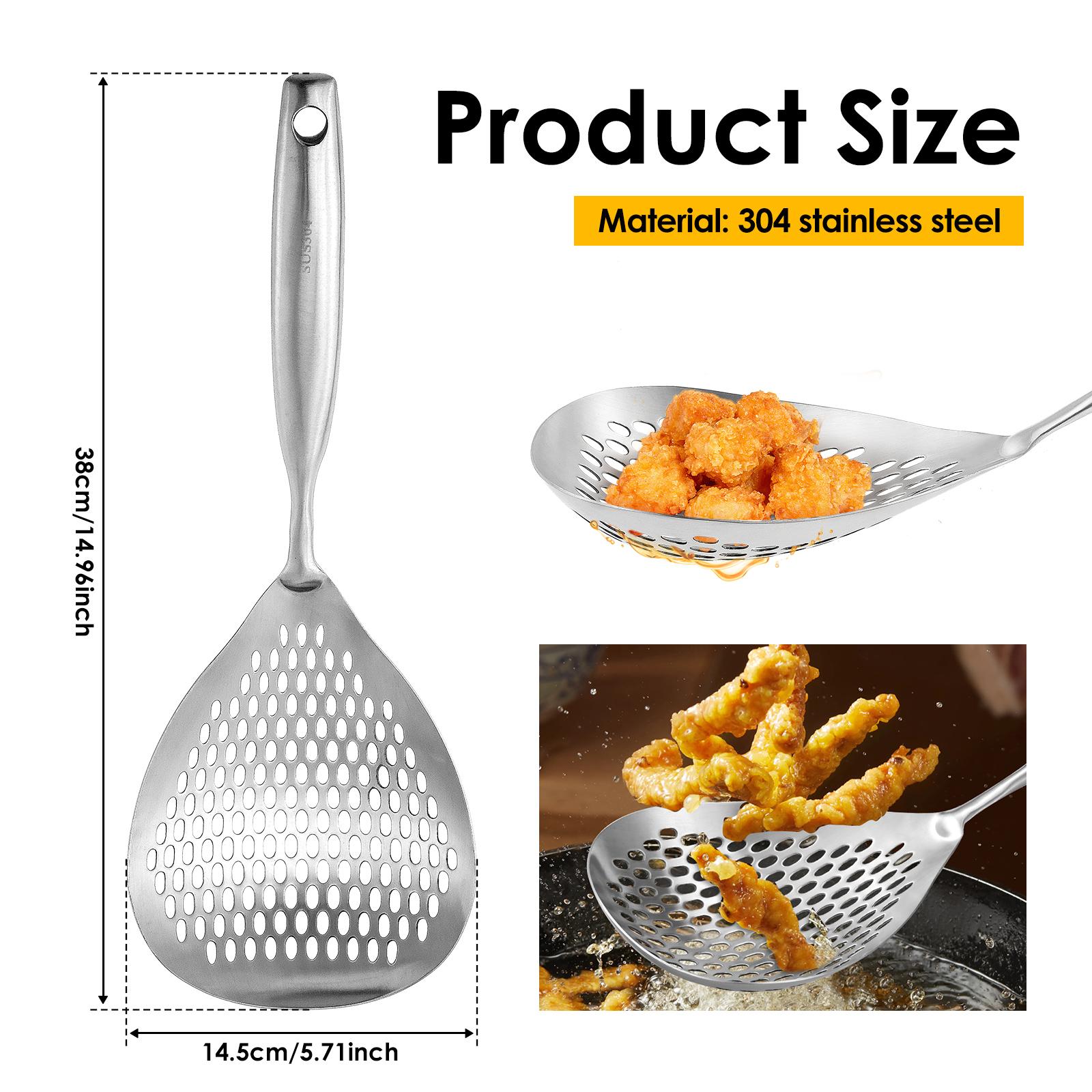 

15inch Slotted Spoon Stainless Steel Strainer Spoon for Straining Pasta/Cooking/Frying Kitchen Utensils Skimmer Ladle