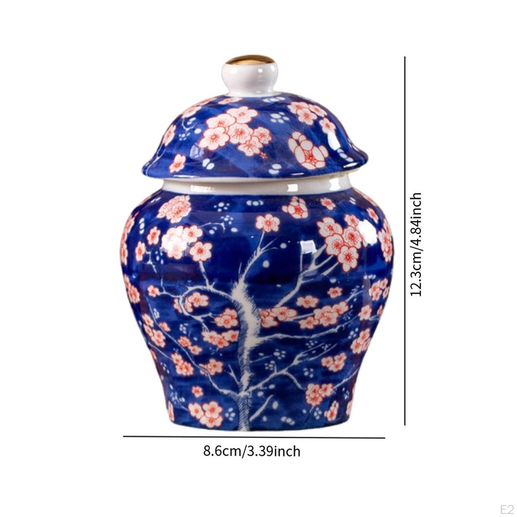 Chinese Porcelain Flowers Tea Canister Ginger Jar 250ml Storage Decorative Vase for Bedroom
