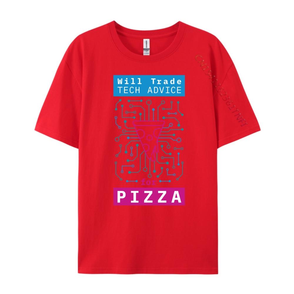 Will Trade Tech Advice For Pizza Computer Geek Graphic T Shirts Men Tops Casual S