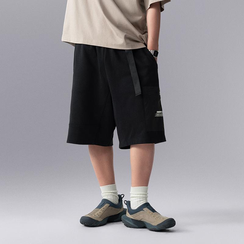 Li Ning CF Playful Attitude Letter Print Straight Leg Knitted Casual Shorts Men shorts Gray AKSU641-1