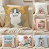 Cute Cat M-Mofusand-A J-Juno-A Pillow Case Anti-dustmite Pillowcase Invisible Zipper Silky Short Plush Sofa Cushion Cover