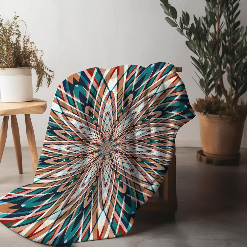 Iridescent Abstract Geometric Pattern Acrylic Velvet Throw Blanket Sofa Bed Decorative Home Decor Gift