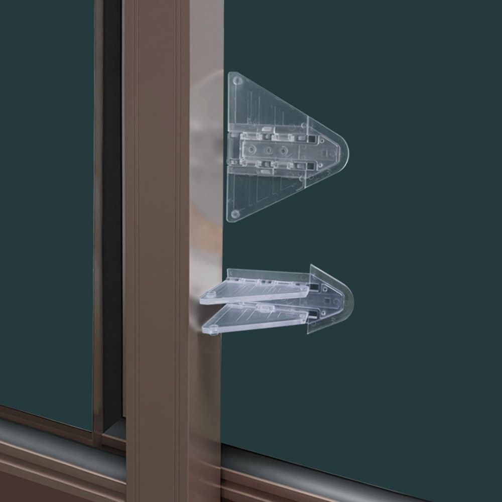 Transparent Sliding Door Lock Self-adhesive Sliding Sash Stopper for Child Security Protection