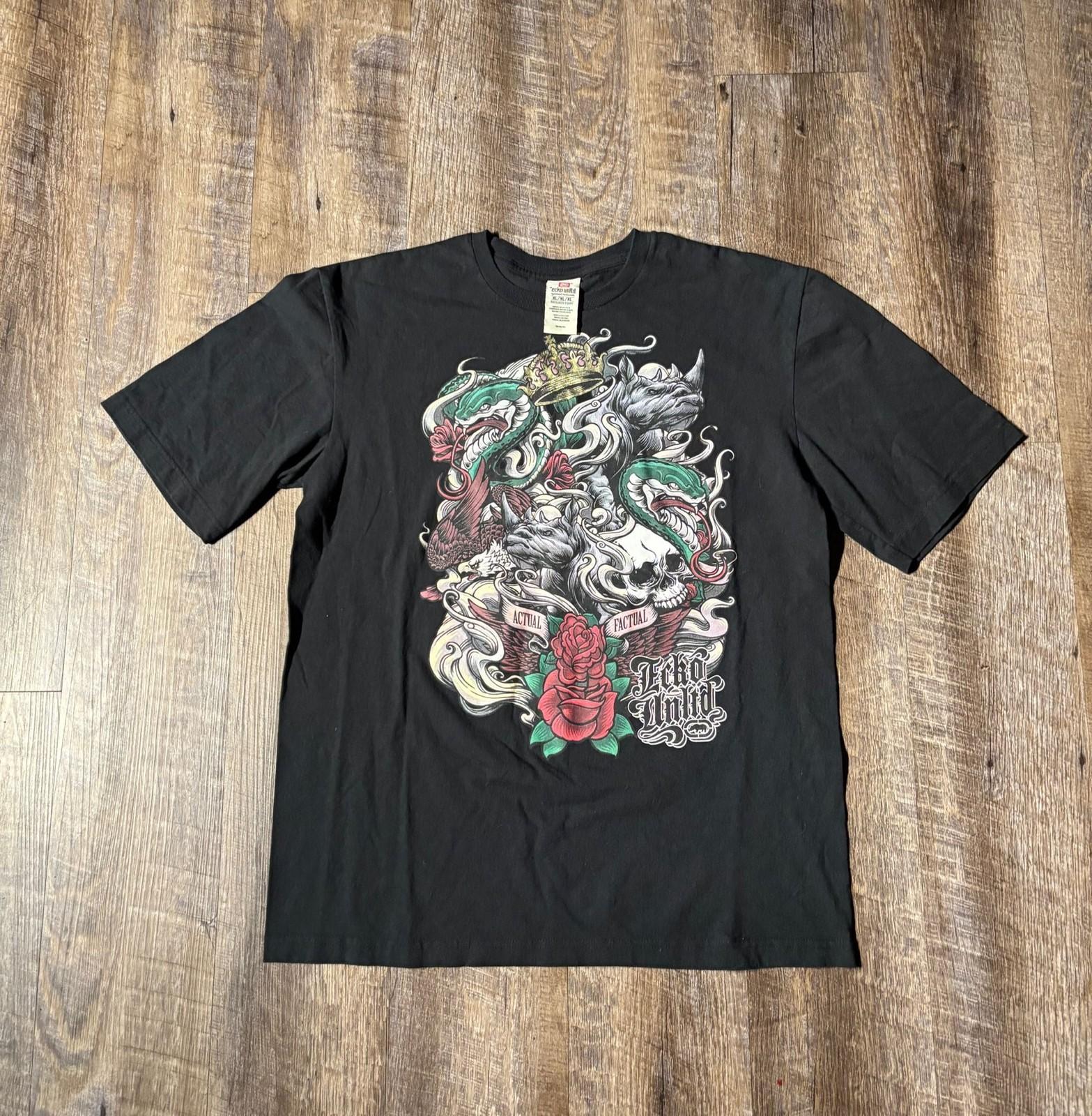 Ecko Unltd The Classic T-Shirt Graphic Print Black Size XL Unisex T-Shirt S